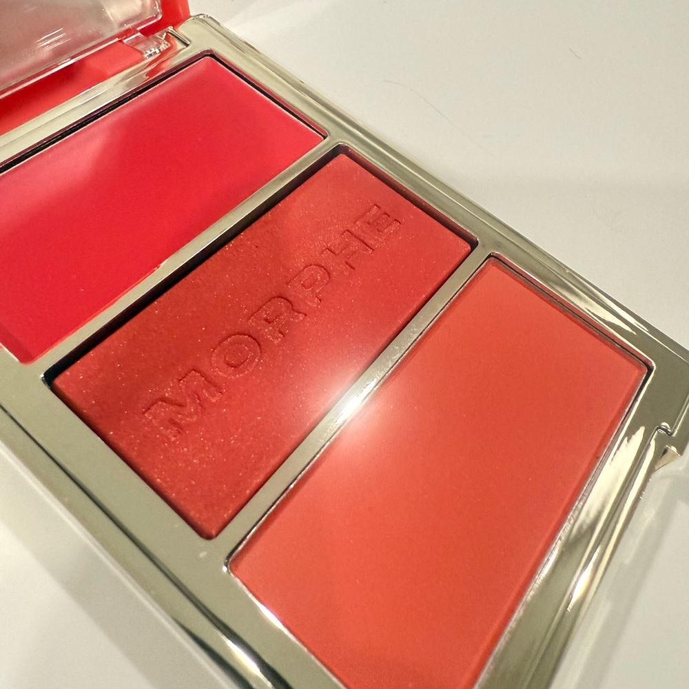 Morphe Trio Cream Blush Palette — Coral, Warm Pink & Rosy Red